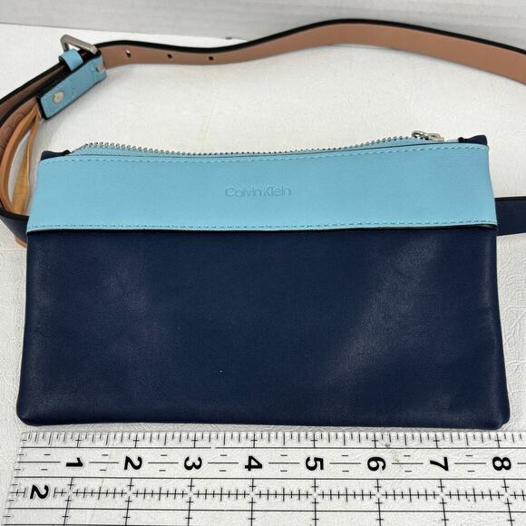 Calvin Klein Belt with Fanny Pack Bag Zip Pouch Blue Adjustable Size S - Picture 5 of 9